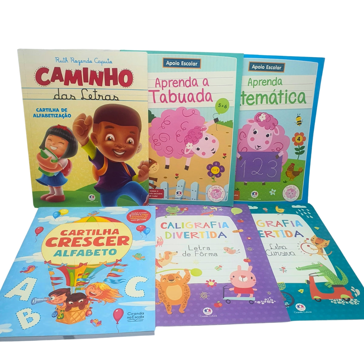 Kit 6 Livros Infantil Apoio Escolar: Cartilha Crescer - Alfabeto + Caligrafia Letra Cursiva + Caligrafia Letra De Forma + Aprenda Matemática + Aprenda A Tabuada + Caminho Das Letras - Ciranda Cultural Kit 6 Livros Infantil Apoio Escolar: Cartilha Crescer - Alfabeto + Caligrafia Letra Cursiva + Caligrafia Letra De Forma + Aprenda Matemática + Aprenda A Tabuada + Caminho Das Letras - Ciranda Cultural